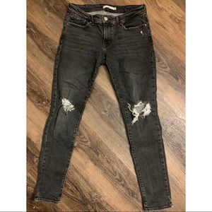 Black Distressed Levi Jeans 711 Skinny